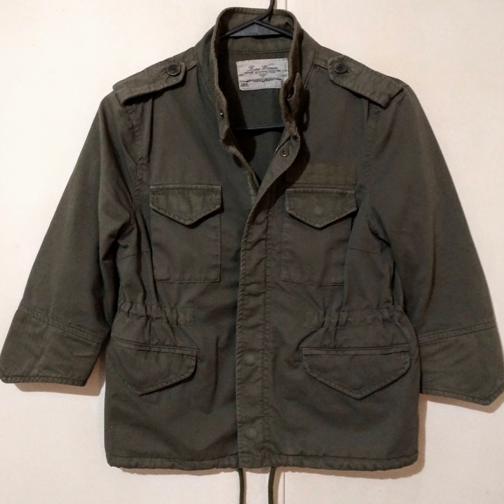 **Zara Woman**Slim Cropped Military Style Jacket. Olive Drab.Size S